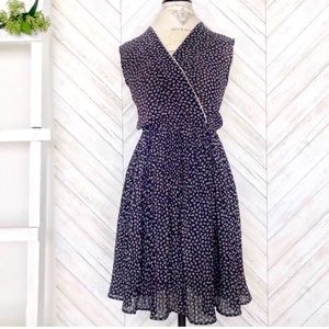 Vintage inspired, navy blue, paisley print, dress